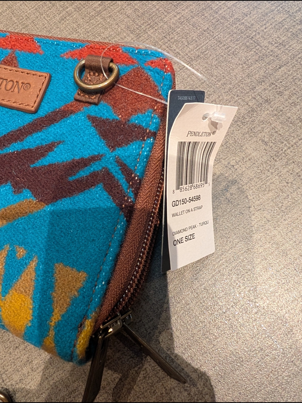 Pendleton Turquoise Yellow Brown Geometric Wool Crossbody Wallet - Picture 2 of 7